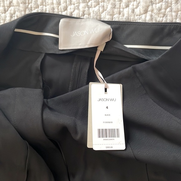 NWT Jason Wu Pintuck High-waisted Straight-leg Pants In Black - Picture 8 of 11